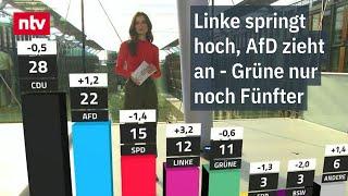 Linke springt hoch, AfD zieht an - Grüne nur noch Fünfter