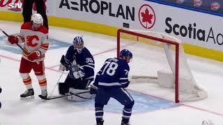 Jack Campbell two pad stack save vs Calgary Flames w/Joe Bowen Commentary (20/3/2021)