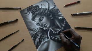 "Hyper-Realistic Drawing Timelapse: How to Draw Lord Shiva | easy lord Shiva Portrait Drawing"