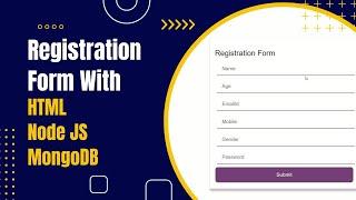 Registration form to sign up and store data using HTML, Node.js and MongoDB |  @BharatIntern Project