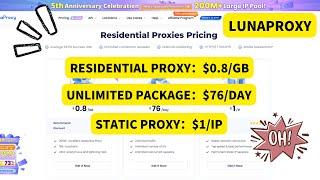 Lunaproxy's cheapest residential proxy provider, $0.8/GB flash sale，Free Proxy List