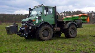 Unimog U1700 mit Amazone ZA-M 1500 | Dünger streuen | 1. Gabe Grünland | How to sprinkle fertilizer