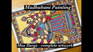 MAA DURGA II How to make Madhubani Painting II Mithila Art II Tutorial in Hindi II Navaratri Special