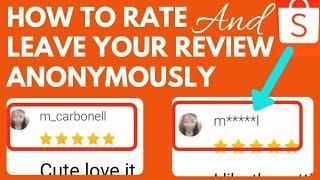 SHOPEE: HOW TO RATE PRODUCT IN SHOPEE  | LEAVE YOUR REVIEW ANONYMOUSLY #shopee