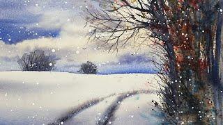 How To Paint Foreground & Background Trees in Watercolour Winter Landscape