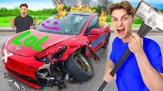 DESTROYING MY FRIEND'S CAR... And Surprising Him With A New One!!