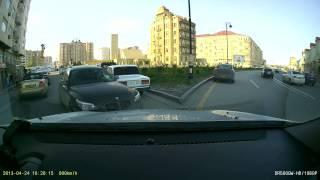 Opposite driving on one-sided road in Baku