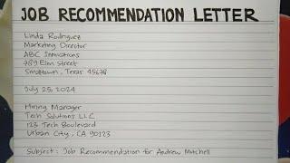 How To Write A Job Recommendation Letter Step by Step Guide | Writing Practices