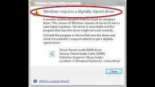 How to fix windows requires a digitally signed driver Error