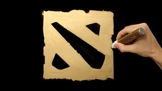 Dota 2 Logo Speed Drawing With Gold Marker (How To Draw)