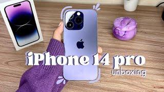 iPhone 14 pro UNBOXING 2023 (deep purple | 256 gb) + set up + accessories + camera test