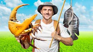 I SURVIVED 100 Hours in the Forest on a TROPICAL ISLAND. Catch And Cook Fish and Crabs. [COMP#2]