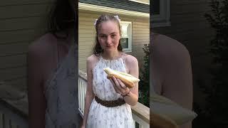 Girl eats banana dog for the first time #food #banana #eating #soup