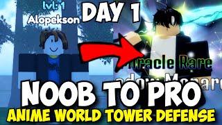 Noob To Pro Day 1: A New Beginning on Anime World Tower Defense! (AWTD + ALL NEW WORKING CODES)