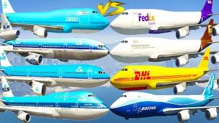 GTA V Every Boeing 747 Cargo Airplanes VS Every KLM Airplanes Best Longer Crash and Fail Compilation