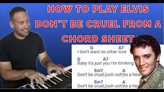 Learn To Play Piano | How To Play Elvis Don't Be Cruel From A Chord Sheet | Easy Beginner Lesson