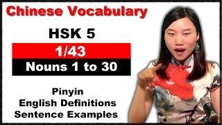 HSK 5 Course - Complete Chinese Vocabulary Course - HSK 5 Full Course / Nouns 1 to 30 (1/43)