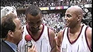 Eddie Johnson Game-Winning 3pt - Game 4 - '97 Conference Finals - 5/25/97 (original broadcast)