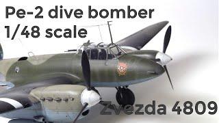 Petlyakov Pe-2 dive bomber 1/48 scale full build, Zvezda 4809