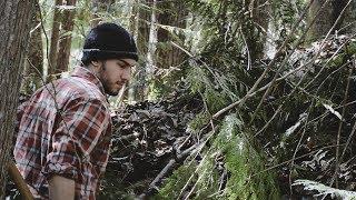 Short-term Survival Shelter with Birch Bark Roof