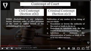 Contempt of Courts Act 1971 - Analysis | Civil and criminal contempt | Judicial Service exams 2023