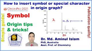 How to insert symbol or special charater in origin graph