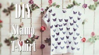 DIY Декорируем футболку при помощи штампов/Stamp T-Shirt| Настя Клевер