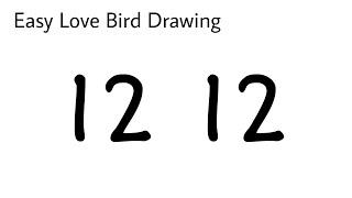 How turns 12 12 Number into Love bird | Beautiful Parrot Drawing for beginners