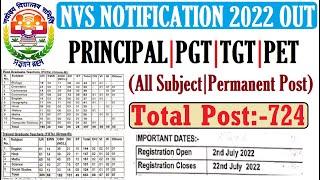 NVS PERMANENT PRINCIPAL, PGT, TGT & PET TEACHERS RECRUITMENT 2022, NOTIFICATION OUT, APPLY ONLINE