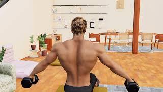 Boy workout on a home muscle growth