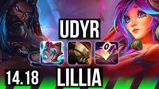 UDYR vs LILLIA (JGL) | 12/1/17, 52k DMG, 67% winrate, Legendary | NA Challenger | 14.18