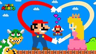 Super Mario & Peach Finger Heart - Mario love story | Game Animation