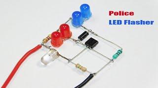 Simple Police LED Flasher Circuit Using One Transistor