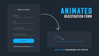 Animated Registration Form in Html CSS & Javascript | Floating Placeholder Text Effect