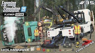 RESCUING FLIPPED FULLY LOADED VOLVO FH16 | Forestry ON Holmakra | Farming Simulator 22 | Episode 35