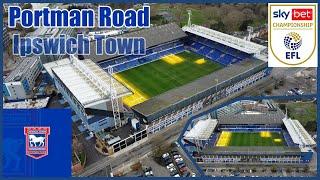 Ep57. Portman Road Stadium, by drone Home of Ipswich Town. Promoted to Championship for 23/24 season