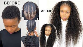R85/$4,66 Braided quickweave on short natural hair||Protective hair style