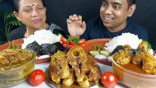 CHICKEN ROGAN AND SPICY FISH MASALA WITH BASMATI RICE MOTHER SON FOOD EATING SHOW