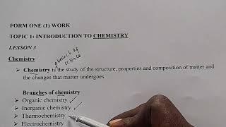 FORM 1: TOPIC 1: INTRODUCTION TO CHEMISTRY: LESSON 3