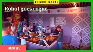 Robot breaks 7 year old's finger during chess game in Moscow.