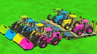 LOADING AND TRANSPORTING MINI TRACTORS WITH JCB WHEEL LOADERS - Farming Simulator 22