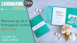 Invito matrimonio fai da te turchese   DIY Elegant teal Wedding invitations