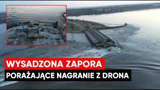 Tak wygląda wysadzona przez Rosjan zapora na Dnieprze. Porażające nagranie z drona