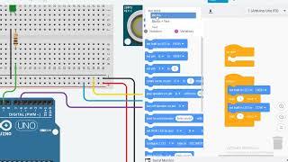 Lampu Indikator dengan Sensor Jarak menggunakan Tinkercad Block