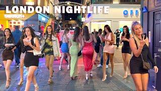 London City Nightlife |Summer Night in Central London - August 2023 | London Night Walk 4K HDR