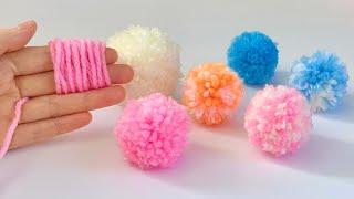 【毛糸】指でポンポンの作り方／[Yarn] How to make pom-poms with fingers