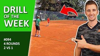 Singles & Doubles In ONE Drill - Awesome Tennis Drill For 3 Players - #094 "Drill of the Week"