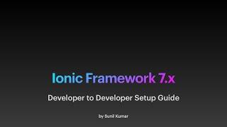 Ionic framework 7 tutorial for beginners