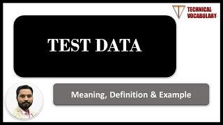 What is Test Data | Meaning of Test Data | Definition of Test Data | Technical Vocabulary