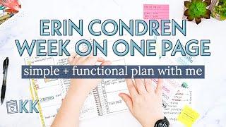 Erin Condren Simple Functional Plan with Me Monthly Planner Minimal No Kit Weekly Overview on 1 Page